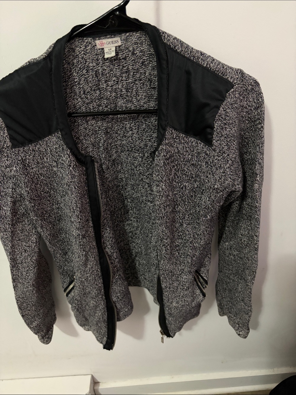 GUESS Gray & Black Knit Bomber Jacket